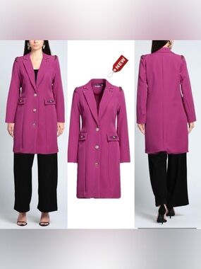 Marci by Gil Santucci bright vibrant purple military style tailored  blazer coat